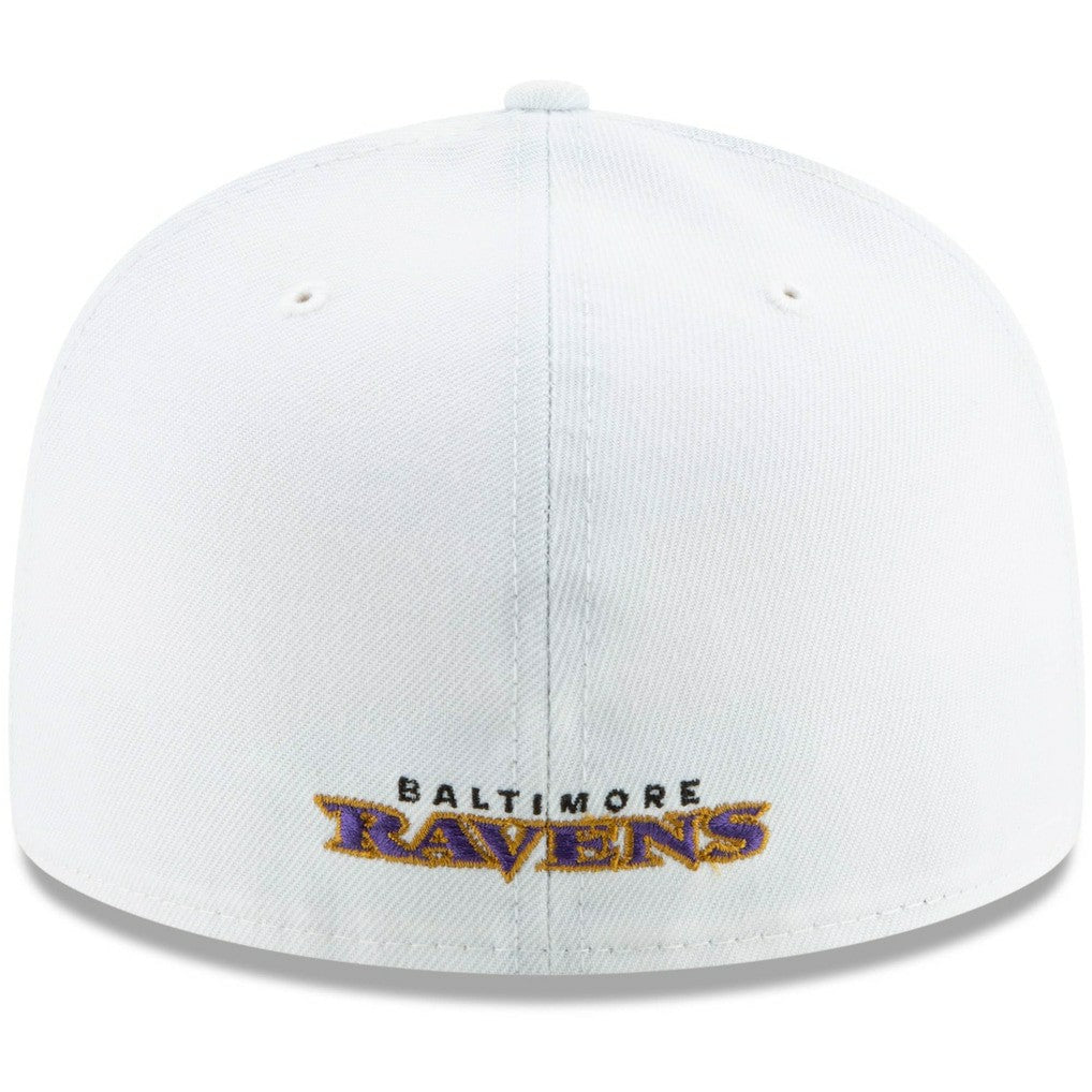 Baltimore Ravens New Era Shield Omaha 59FIFTY Fitted Hat - White - NFL