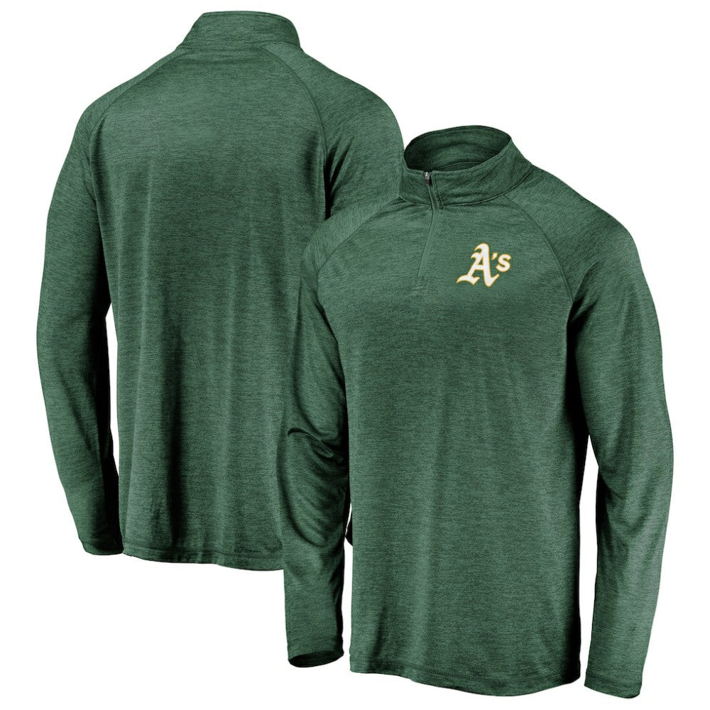 Athletics Fanatics Iconic Striated Primary Logo Raglan Quarter-Zip Pullover Jacket Outlet