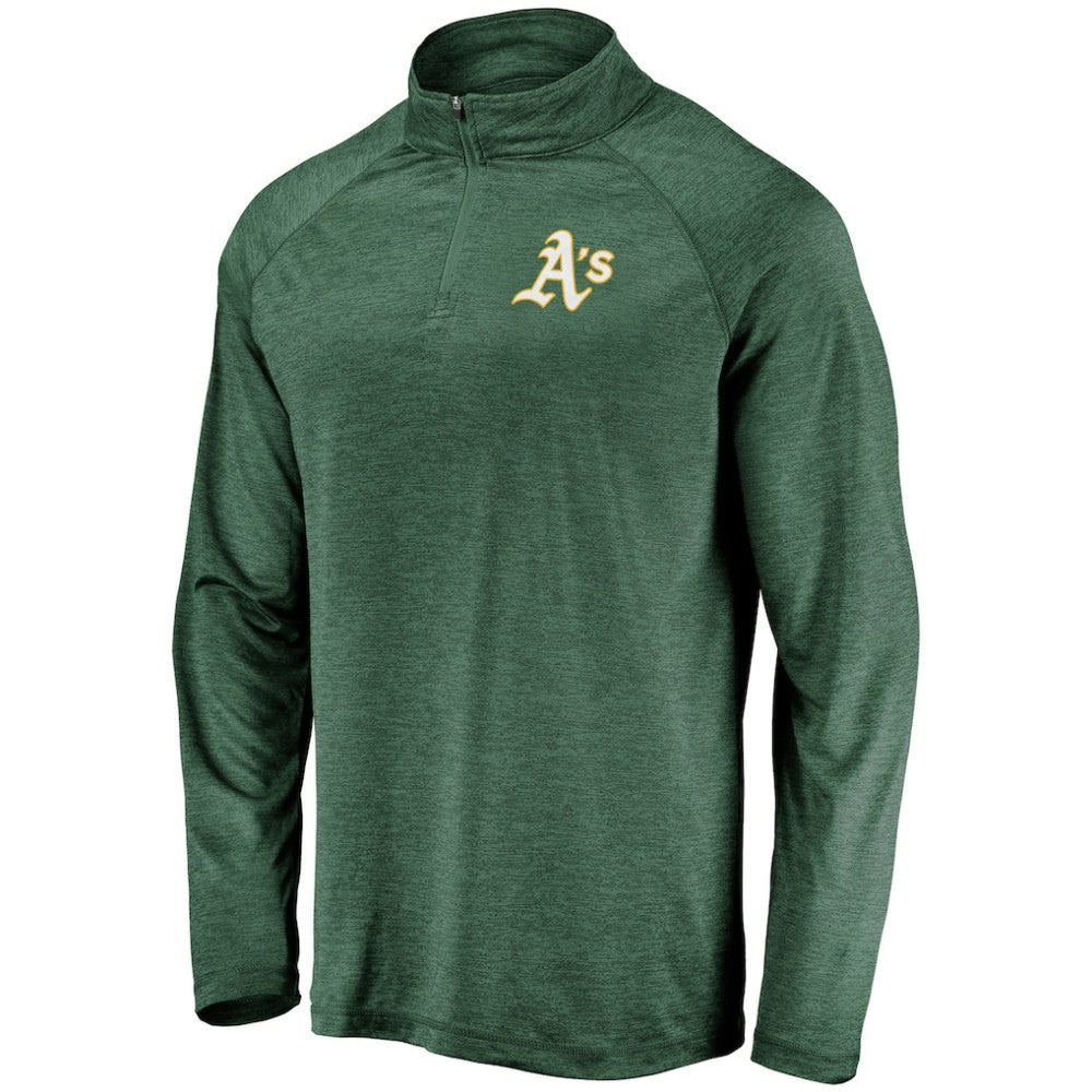 Athletics Fanatics Iconic Striated Primary Logo Raglan Quarter-Zip Pullover Jacket Outlet