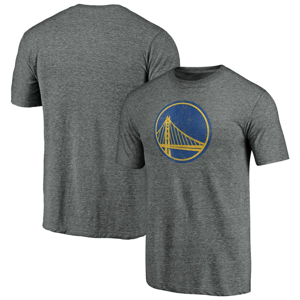 Golden State Warriors Distressed Primary Logo Tri-Blend T-Shirt Gray