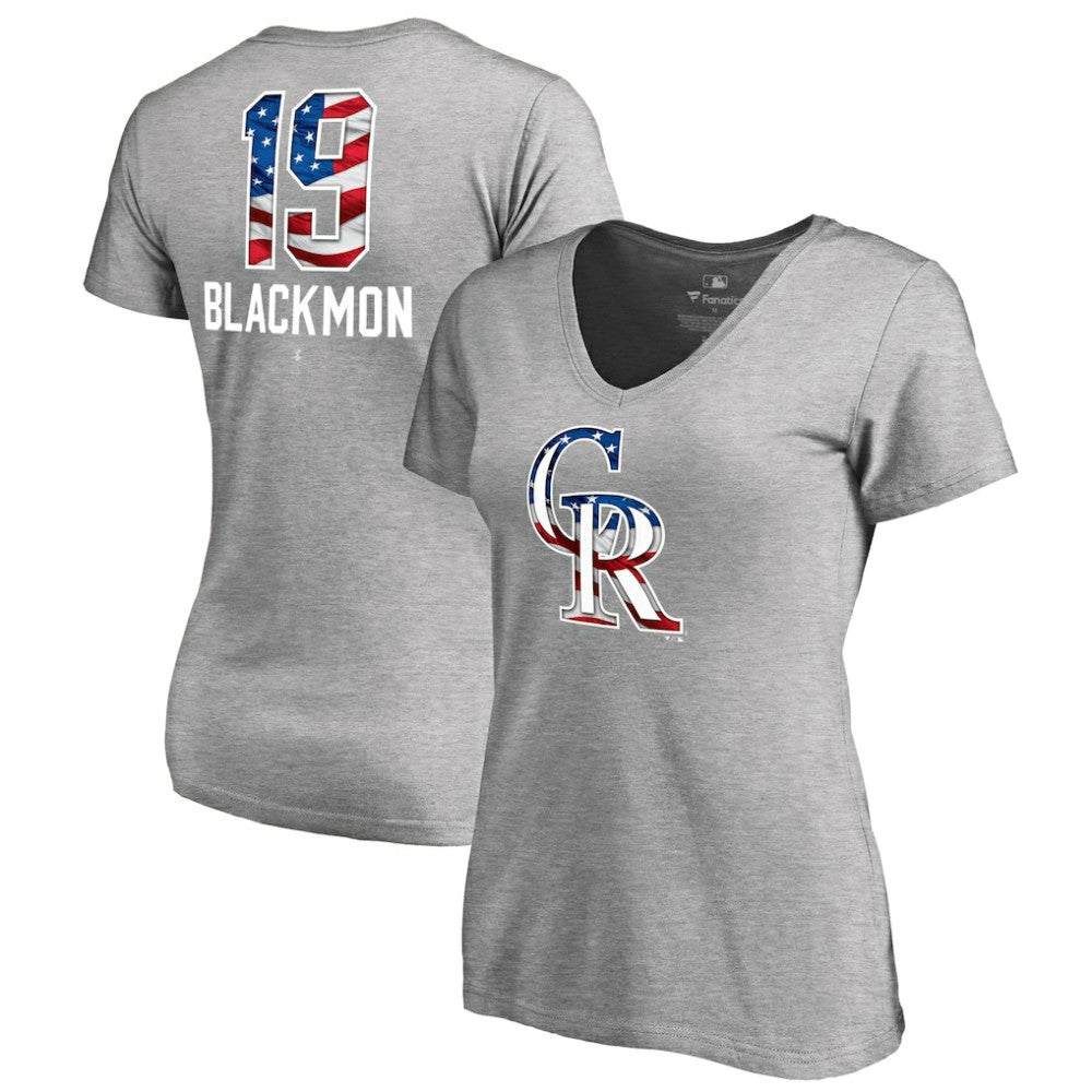 Charlie Blackmon Colorado Rockies Women's Banner Wave Name & Number V-Neck T-Shirt Sale