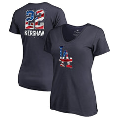 Clayton Kershaw Los Angeles Dodgers Women's Banner Wave Name & Number V-Neck T-Shirt Sale