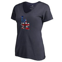 Clayton Kershaw Los Angeles Dodgers Women's Banner Wave Name & Number V-Neck T-Shirt Sale