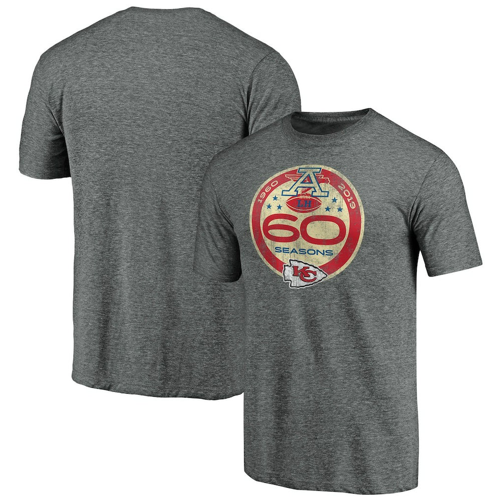 Kansas City Chiefs 60th Season Logo Weathered Tri-Blend T-Shirt - Gray - NFL