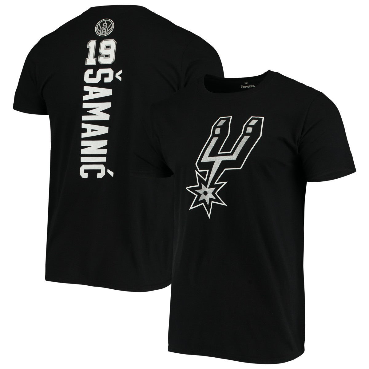 Fanatics Luka Samanic San Antonio Spurs Playmaker Name & Number Logo T-Shirt Black