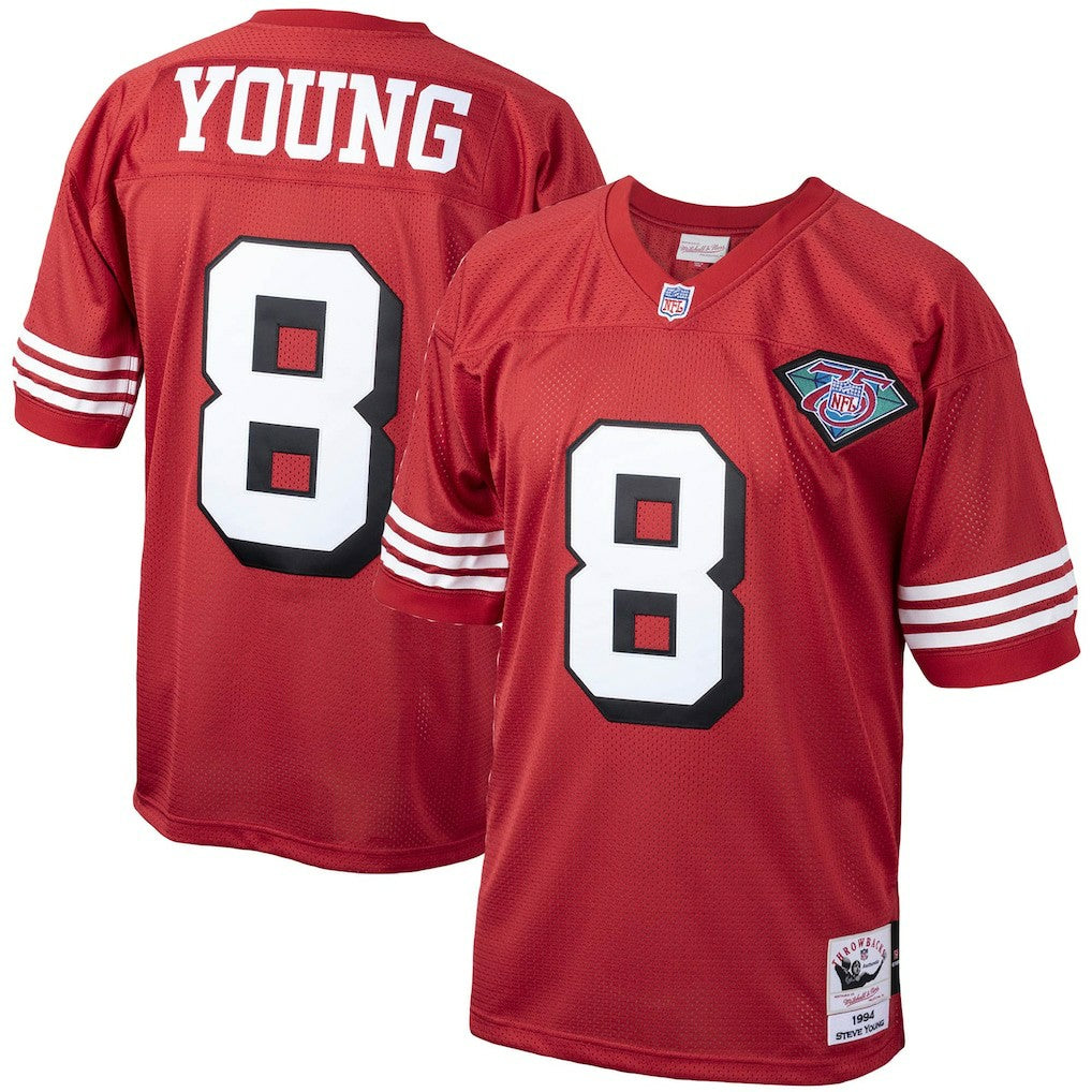 Steve Young San Francisco 49ers 1994 Authentic Throwback Retired Player Jersey - Scarlet - Mitchell & Ness