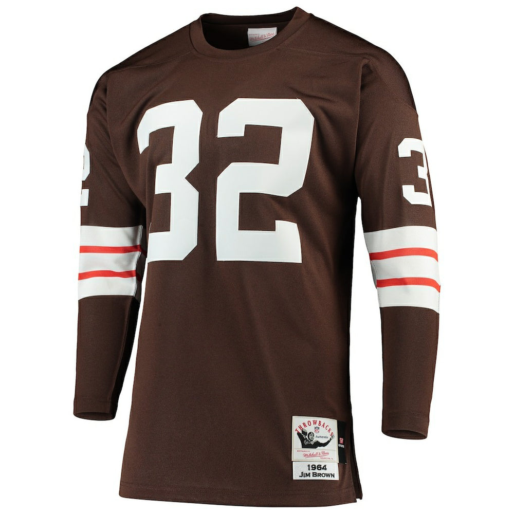 Jim Brown Cleveland Browns 1964 Authentic Throwback Retired Player Jersey - Brown - Mitchell & Ness