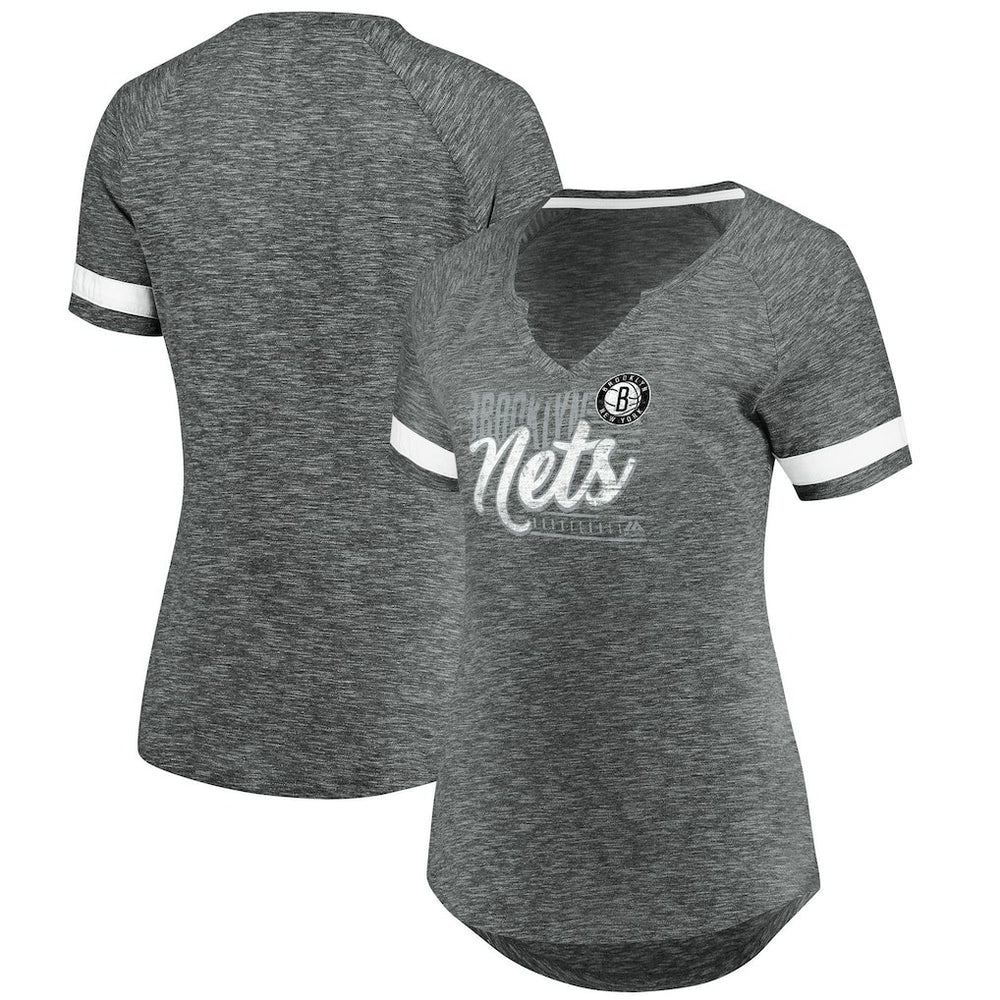 Fanatics Brooklyn Nets Women's Showtime Winning With Pride Notch Neck T-Shirt Gray/White