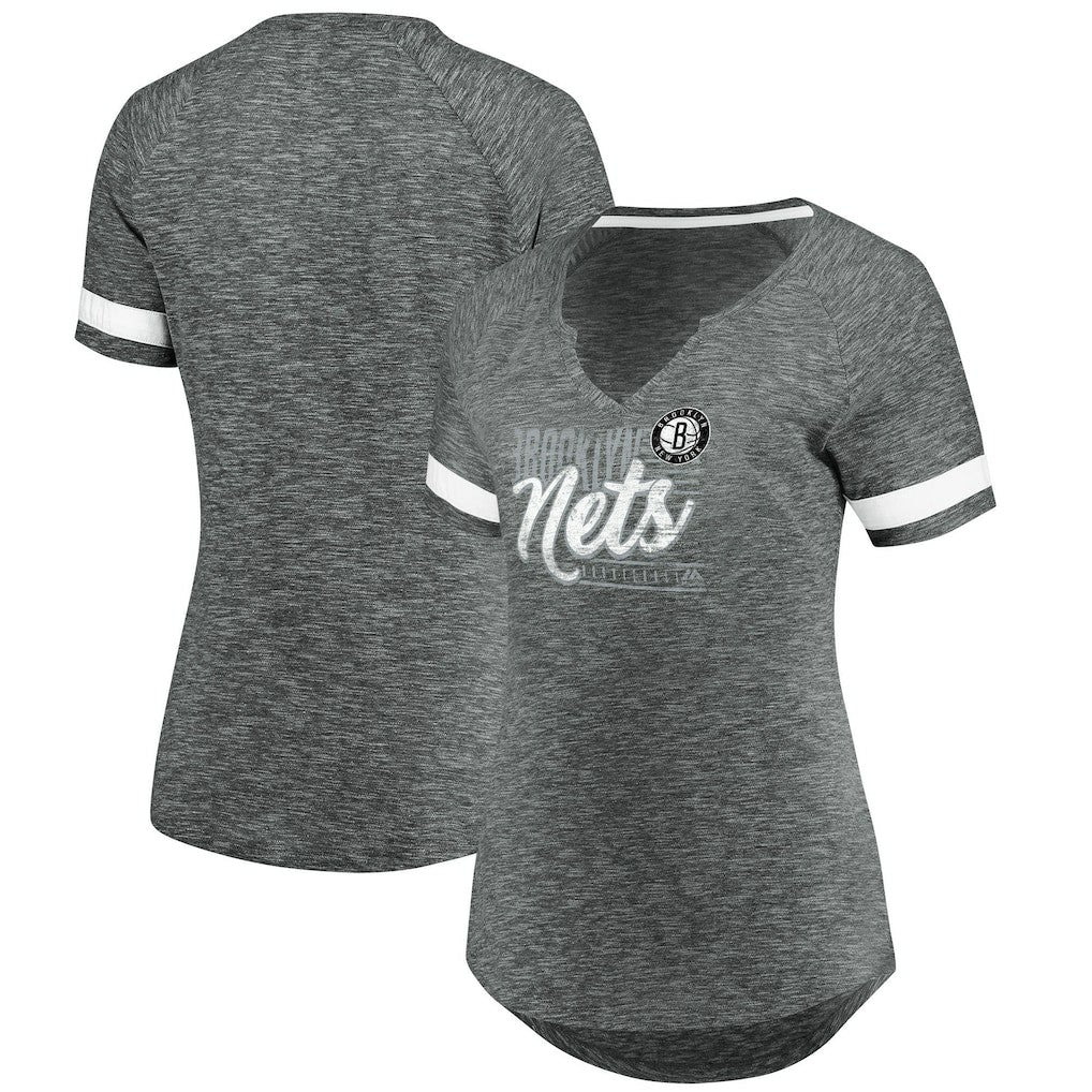 Fanatics Brooklyn Nets Women's Showtime Winning With Pride Notch Neck T-Shirt Gray/White