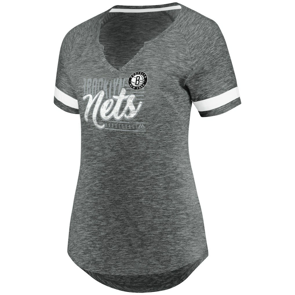 Fanatics Brooklyn Nets Women's Showtime Winning With Pride Notch Neck T-Shirt Gray/White