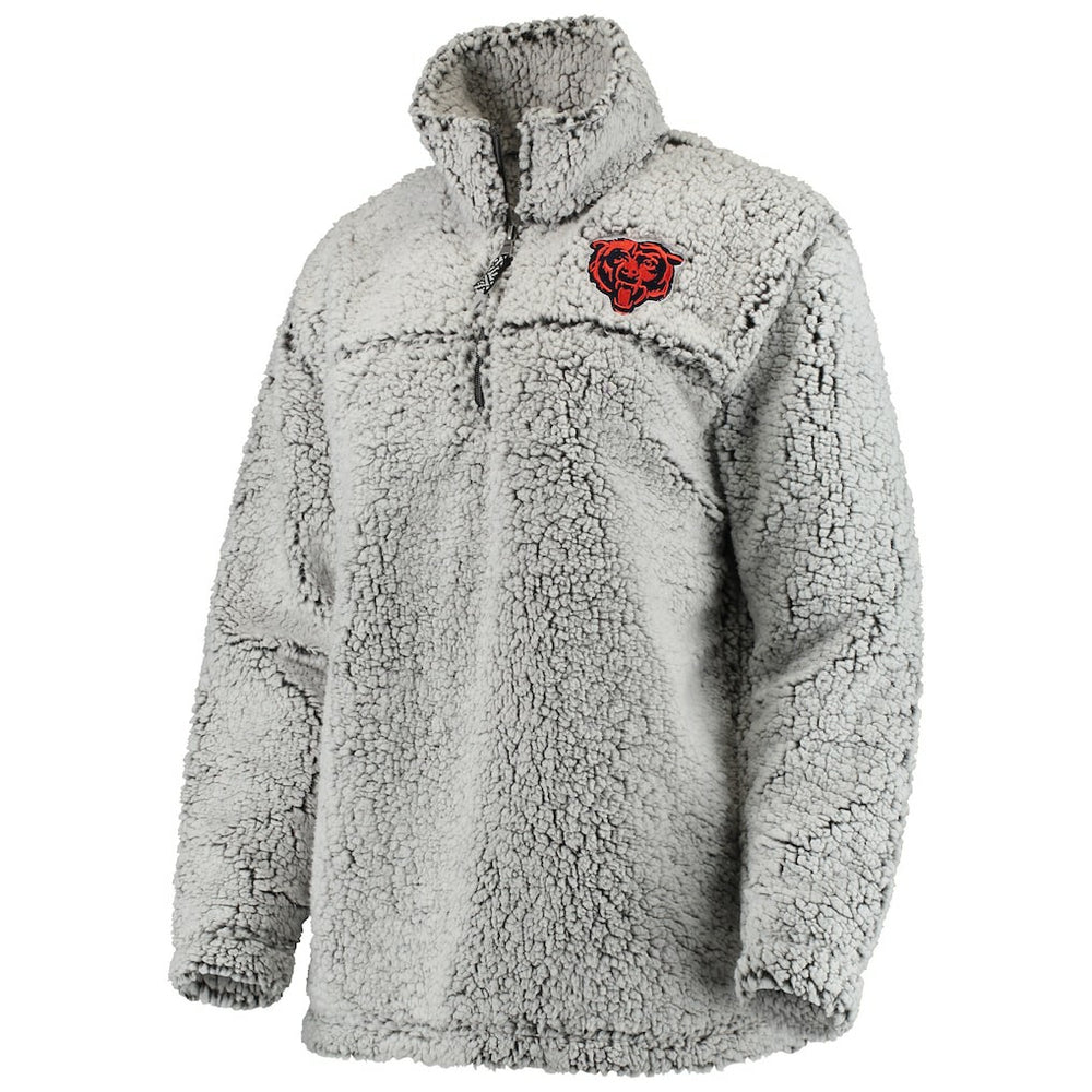 Chicago Bears Women's Sherpa Quarter-Zip Pullover Jacket - Gray - NFL