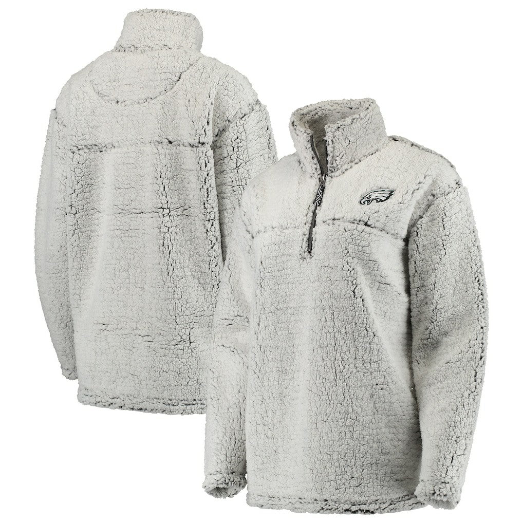 Philadelphia Eagles Women's Sherpa Quarter-Zip Pullover Jacket - Gray - NFL