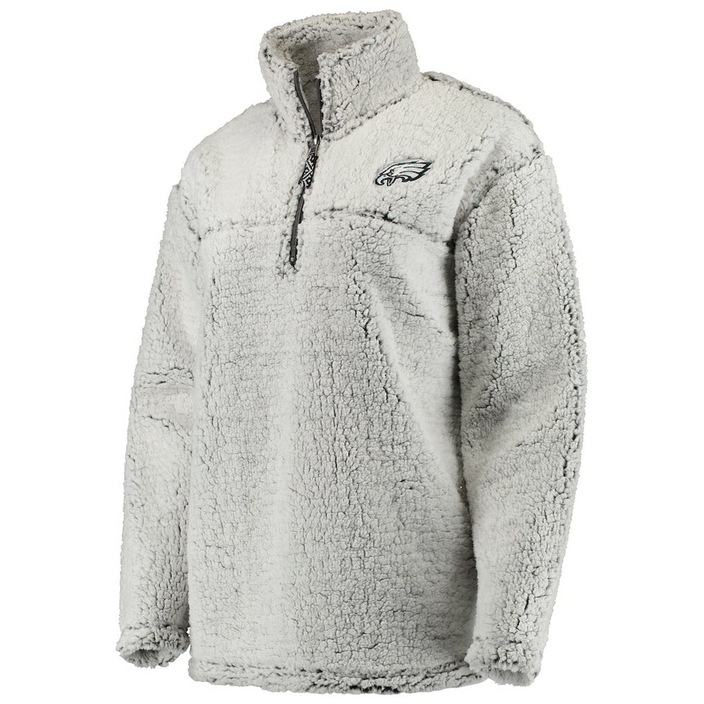 Philadelphia Eagles Women's Sherpa Quarter-Zip Pullover Jacket - Gray - NFL