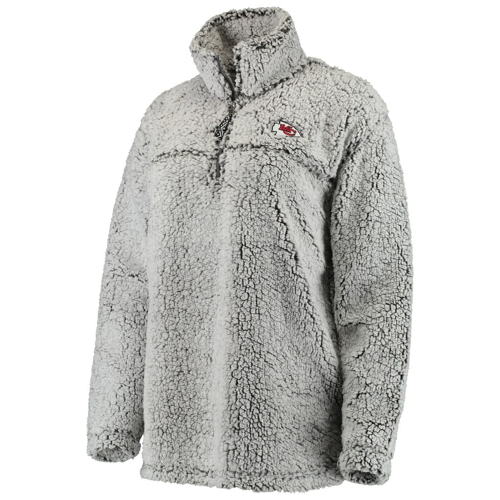 Kansas City Chiefs Women's Sherpa Quarter-Zip Pullover Jacket - Gray - NFL