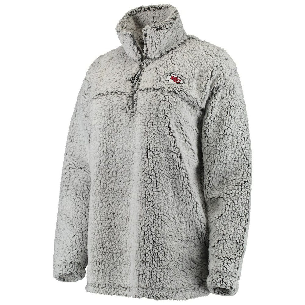 Kansas City Chiefs Women's Sherpa Quarter-Zip Pullover Jacket - Gray - NFL