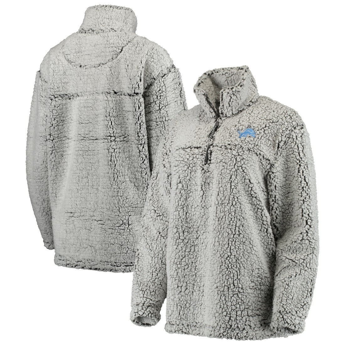 Detroit Lions Women's Sherpa Quarter-Zip Pullover Jacket - Gray - NFL