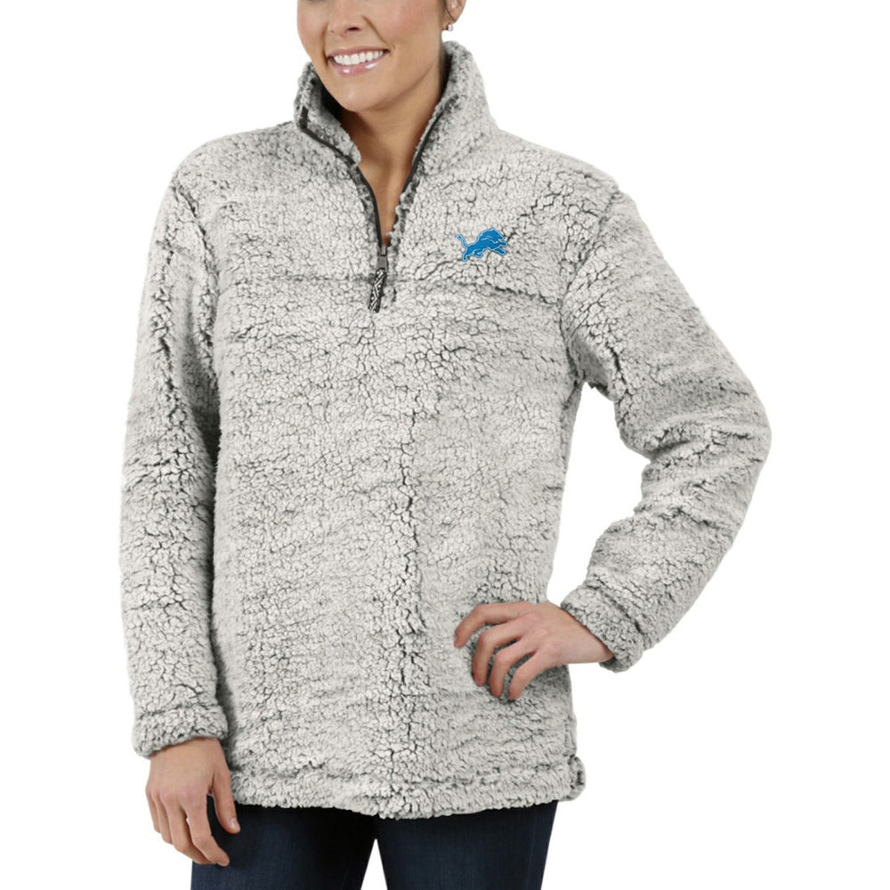 Detroit Lions Women's Sherpa Quarter-Zip Pullover Jacket - Gray - NFL