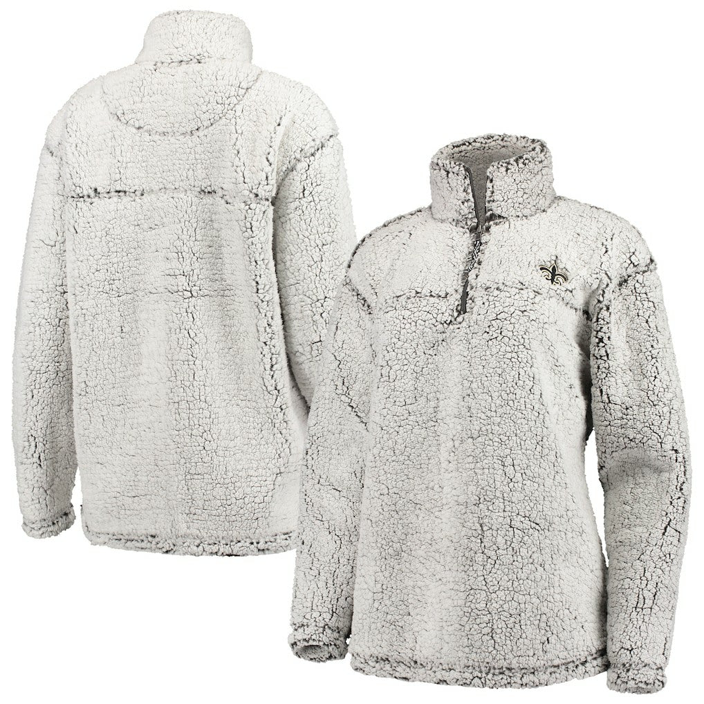 New Orleans Saints G-III 4Her by Carl Banks Women's Sherpa Quarter-Zip Pullover Jacket - Gray - NFL
