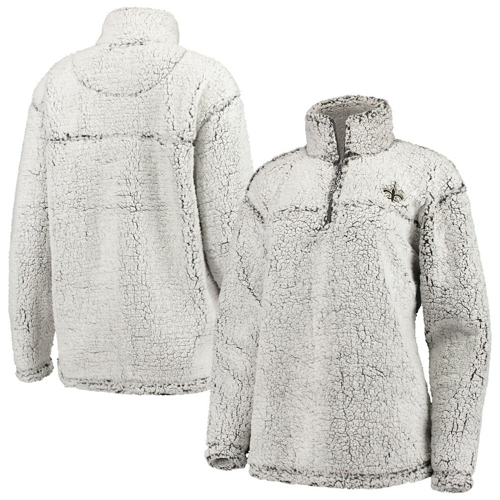 New Orleans Saints G-III 4Her by Carl Banks Women's Sherpa Quarter-Zip Pullover Jacket - Gray - NFL