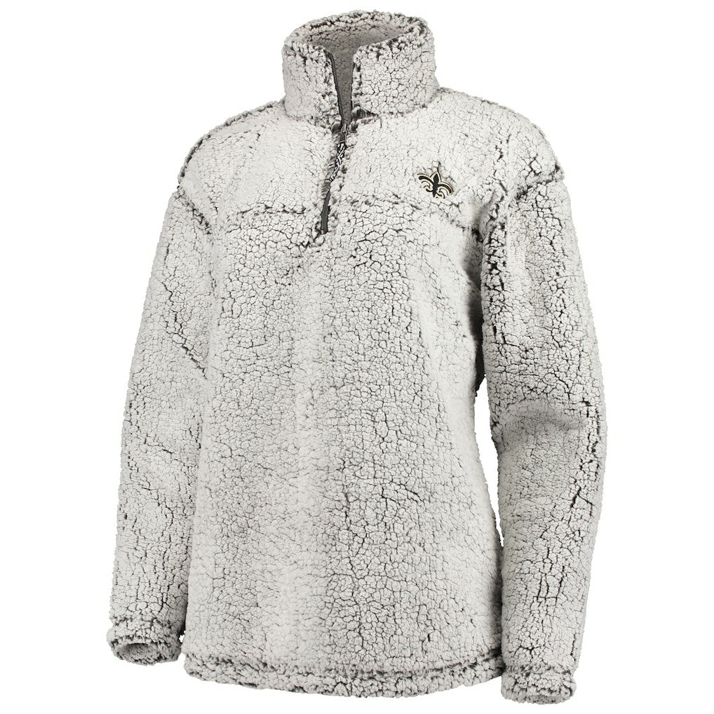 New Orleans Saints G-III 4Her by Carl Banks Women's Sherpa Quarter-Zip Pullover Jacket - Gray - NFL