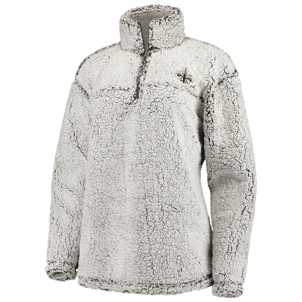 New Orleans Saints G-III 4Her by Carl Banks Women's Sherpa Quarter-Zip Pullover Jacket - Gray - NFL