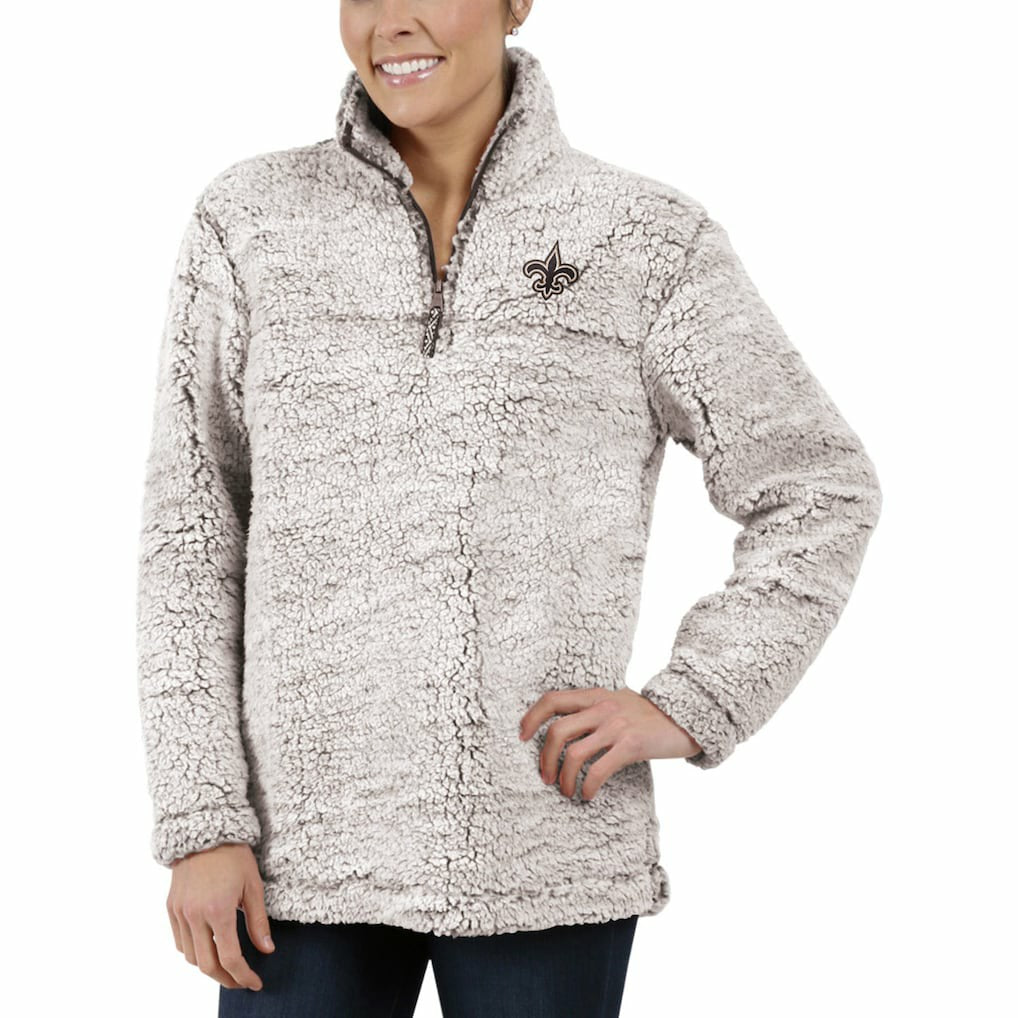 New Orleans Saints G-III 4Her by Carl Banks Women's Sherpa Quarter-Zip Pullover Jacket - Gray - NFL