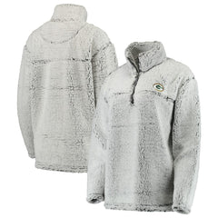 Green Bay Packers Women's Sherpa Quarter-Zip Pullover Jacket - Gray - NFL