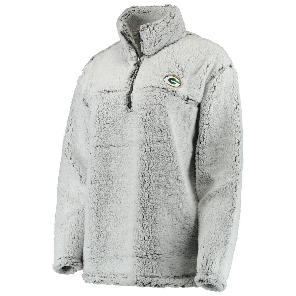 Green Bay Packers Women's Sherpa Quarter-Zip Pullover Jacket - Gray - NFL