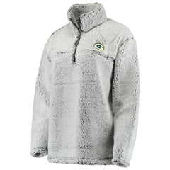 Green Bay Packers Women's Sherpa Quarter-Zip Pullover Jacket - Gray - NFL