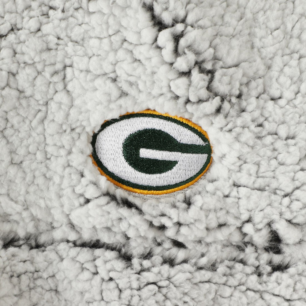 Green Bay Packers Women's Sherpa Quarter-Zip Pullover Jacket - Gray - NFL
