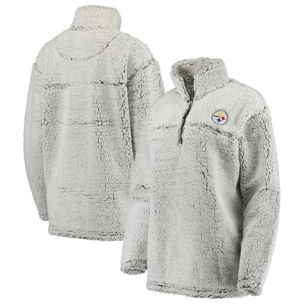 Pittsburgh Steelers Women's Sherpa Quarter-Zip Pullover Jacket - Gray - NFL