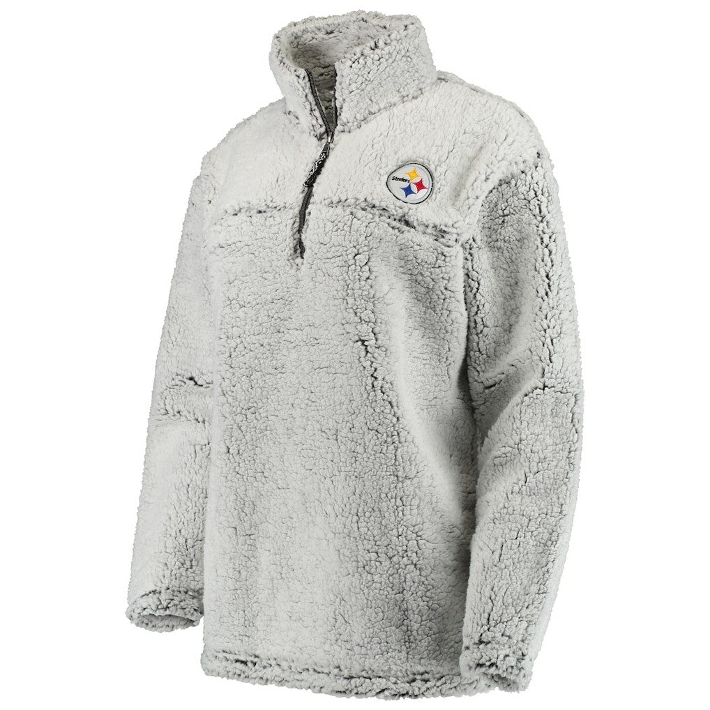 Pittsburgh Steelers Women's Sherpa Quarter-Zip Pullover Jacket - Gray - NFL