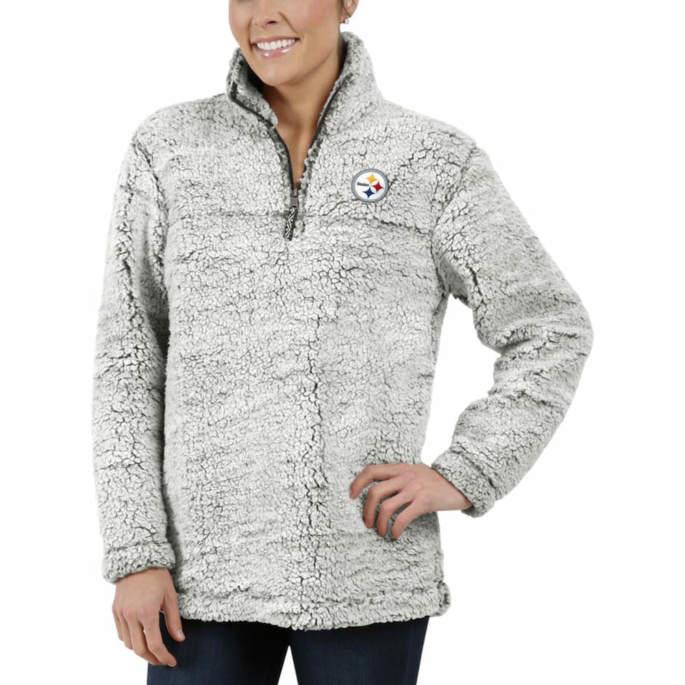 Pittsburgh Steelers Women's Sherpa Quarter-Zip Pullover Jacket - Gray - NFL