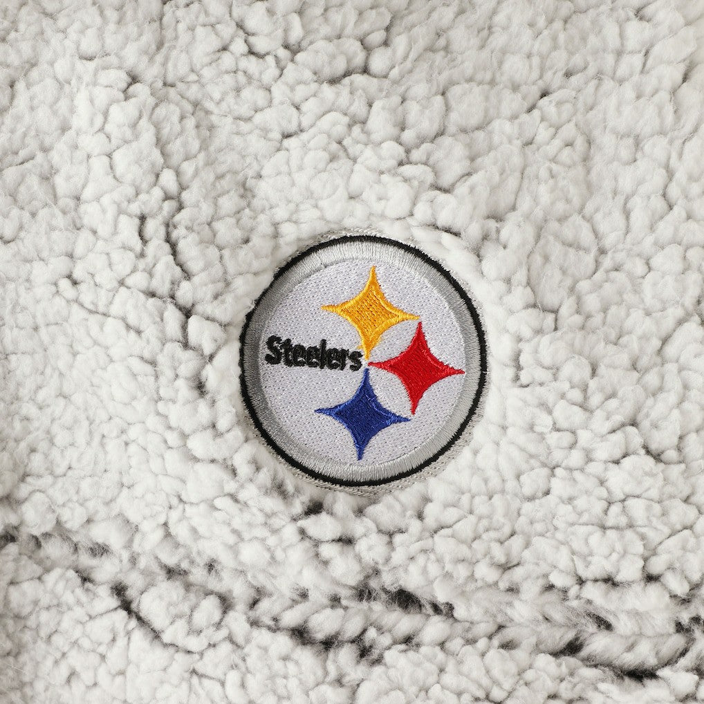Pittsburgh Steelers Women's Sherpa Quarter-Zip Pullover Jacket - Gray - NFL