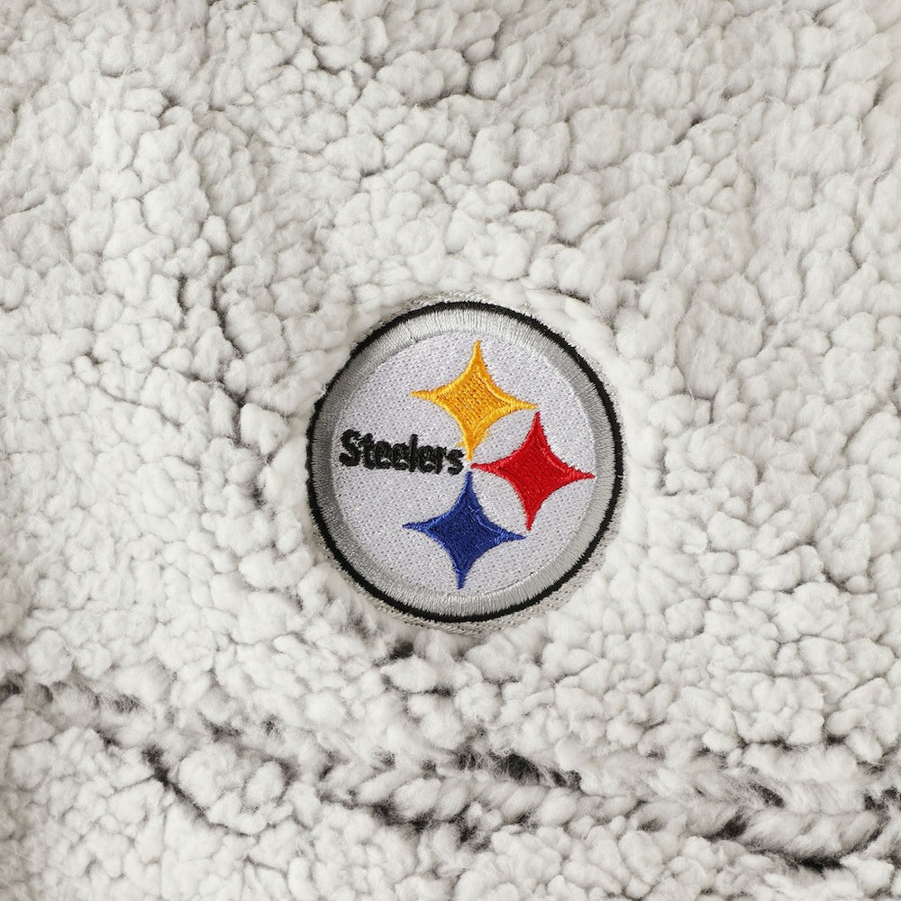 Pittsburgh Steelers Women's Sherpa Quarter-Zip Pullover Jacket - Gray - NFL