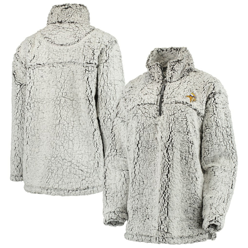 Minnesota Vikings Women's Sherpa Quarter-Zip Pullover Jacket - Gray - NFL