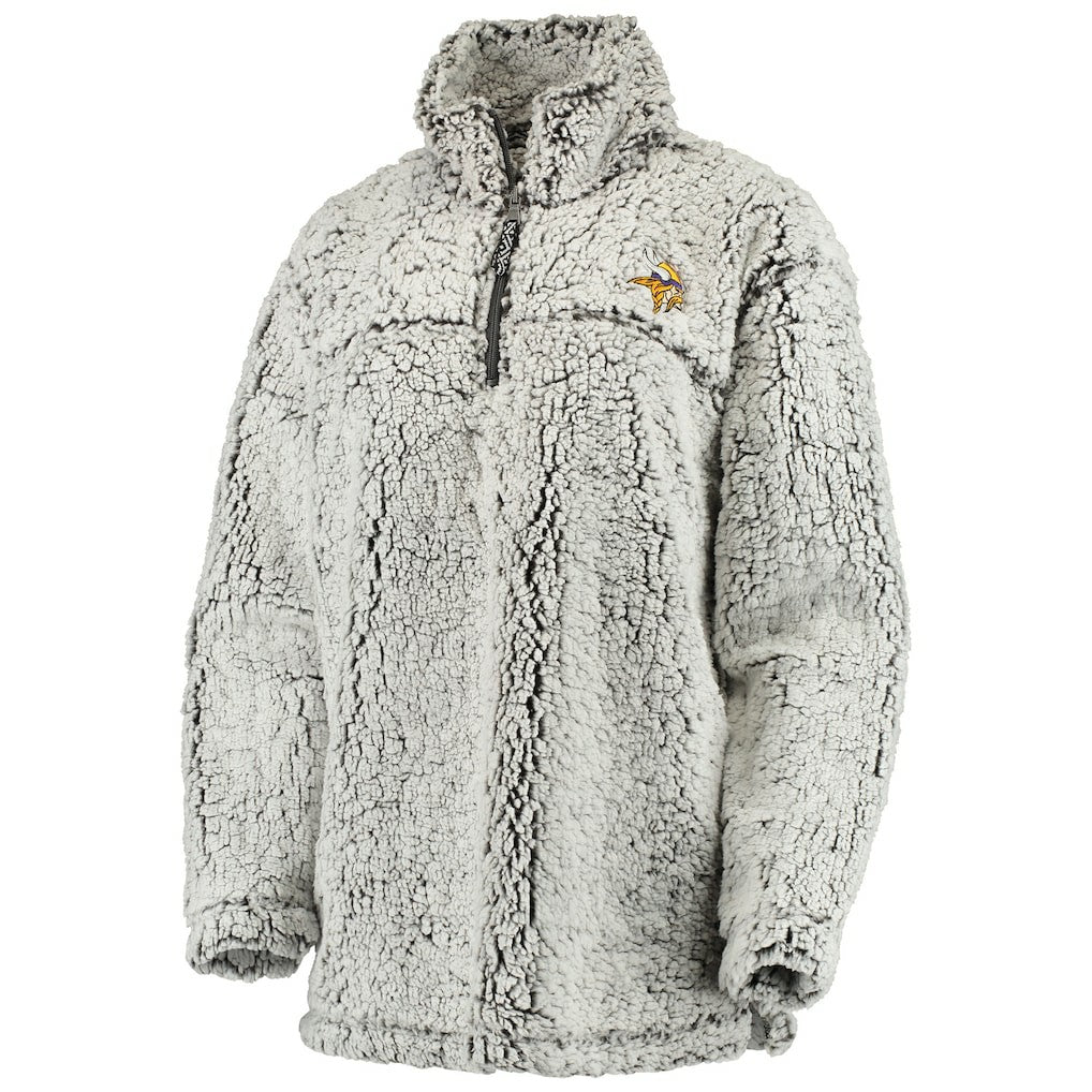 Minnesota Vikings Women's Sherpa Quarter-Zip Pullover Jacket - Gray - NFL