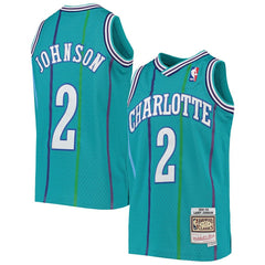 Mitchell & Ness Larry Johnson Charlotte Hornets Youth 1992/93 Hardwood Classics Swingman Jersey Teal