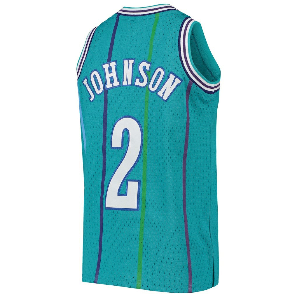 Mitchell & Ness Larry Johnson Charlotte Hornets Youth 1992/93 Hardwood Classics Swingman Jersey Teal