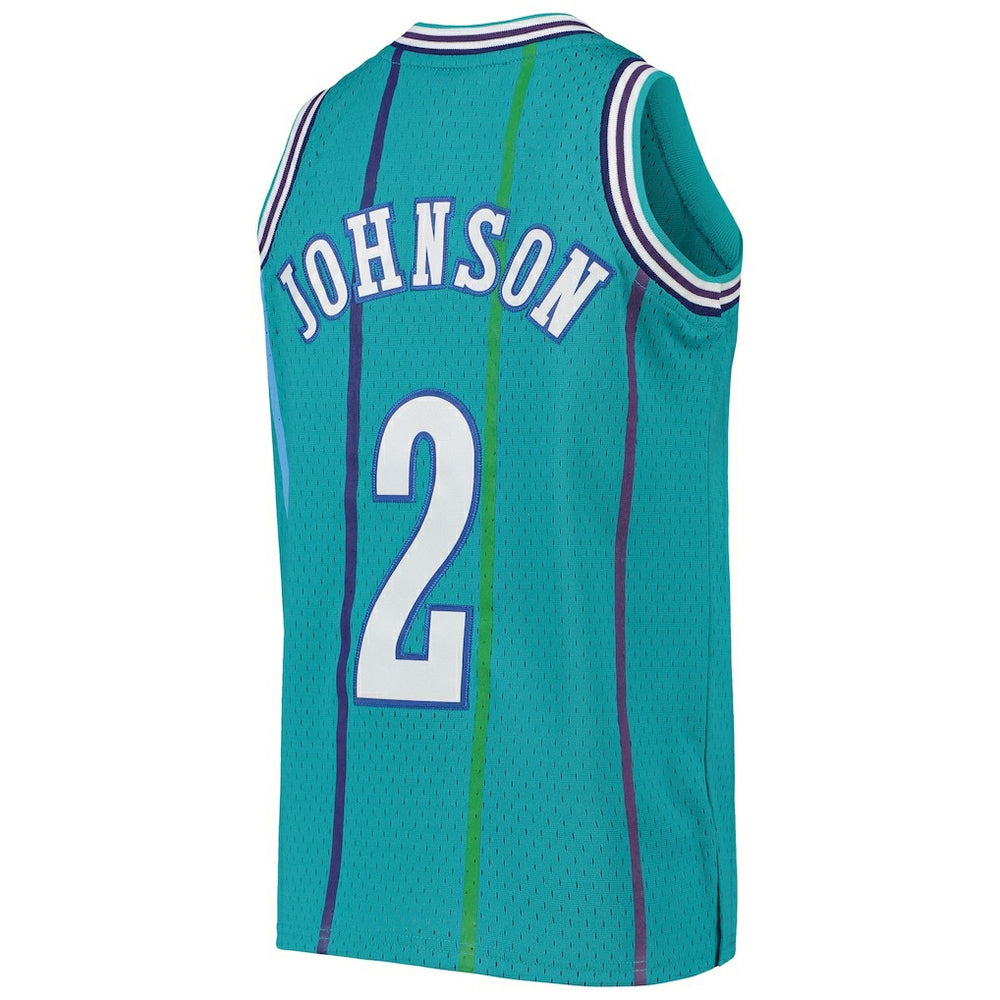 Mitchell & Ness Larry Johnson Charlotte Hornets Youth 1992/93 Hardwood Classics Swingman Jersey Teal