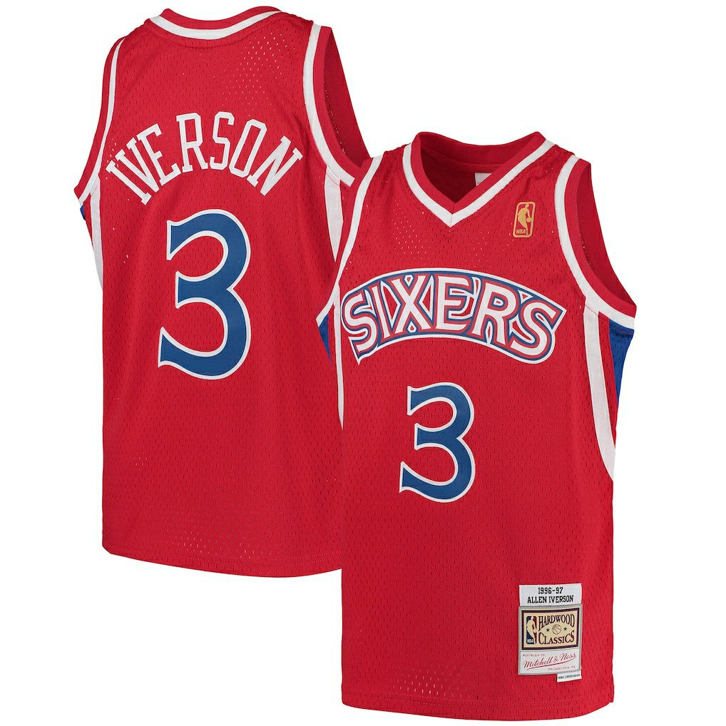 Mitchell & Ness Allen Iverson Philadelphia 76ers Youth 1996/97 Hardwood Classics Swingman Throwback Jersey Red
