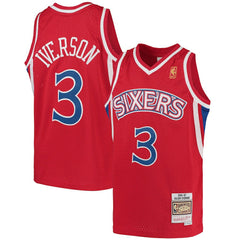 Mitchell & Ness Allen Iverson Philadelphia 76ers Youth 1996/97 Hardwood Classics Swingman Throwback Jersey Red