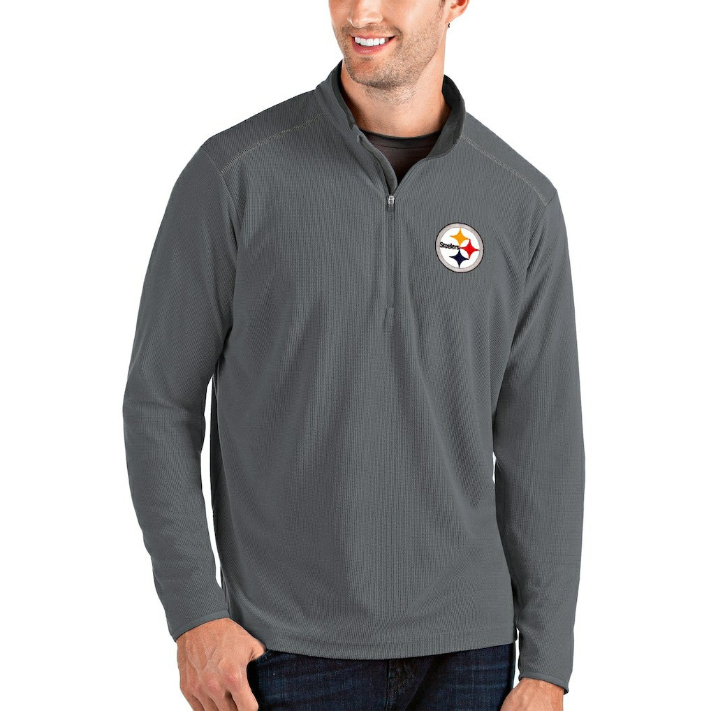 Pittsburgh Steelers Antigua Glacier Quarter-Zip Pullover Jacket - Gray/Gray - NFL