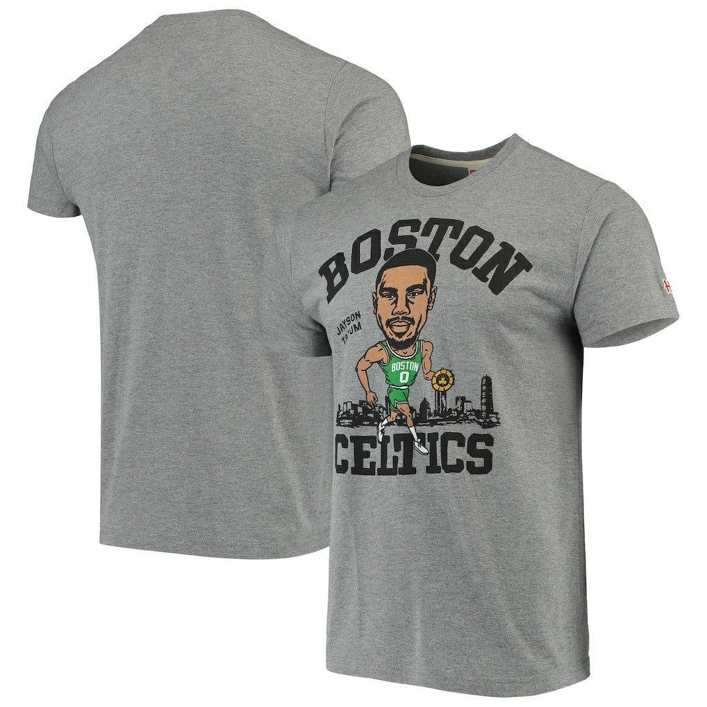 Jayson Tatum Boston Celtics Caricature Tri-Blend T-Shirt Gray