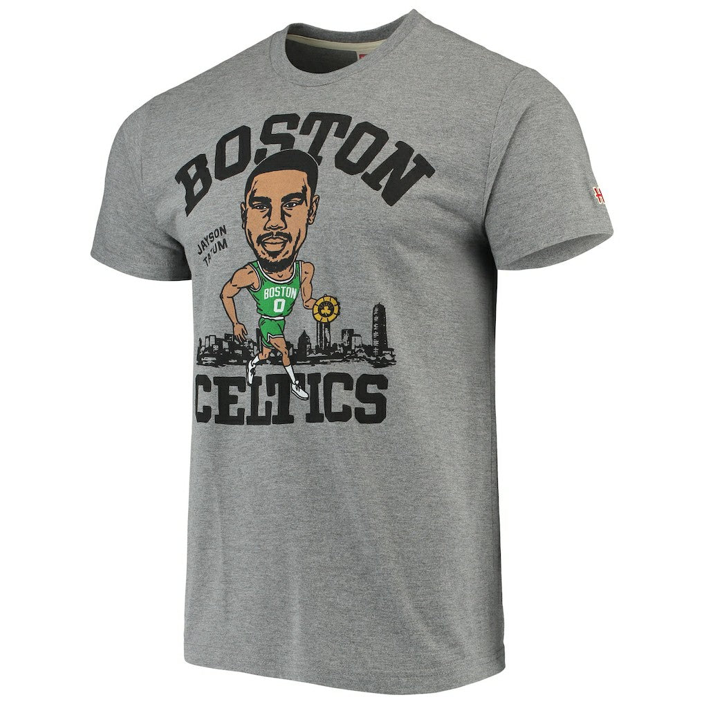 Jayson Tatum Boston Celtics Caricature Tri-Blend T-Shirt Gray