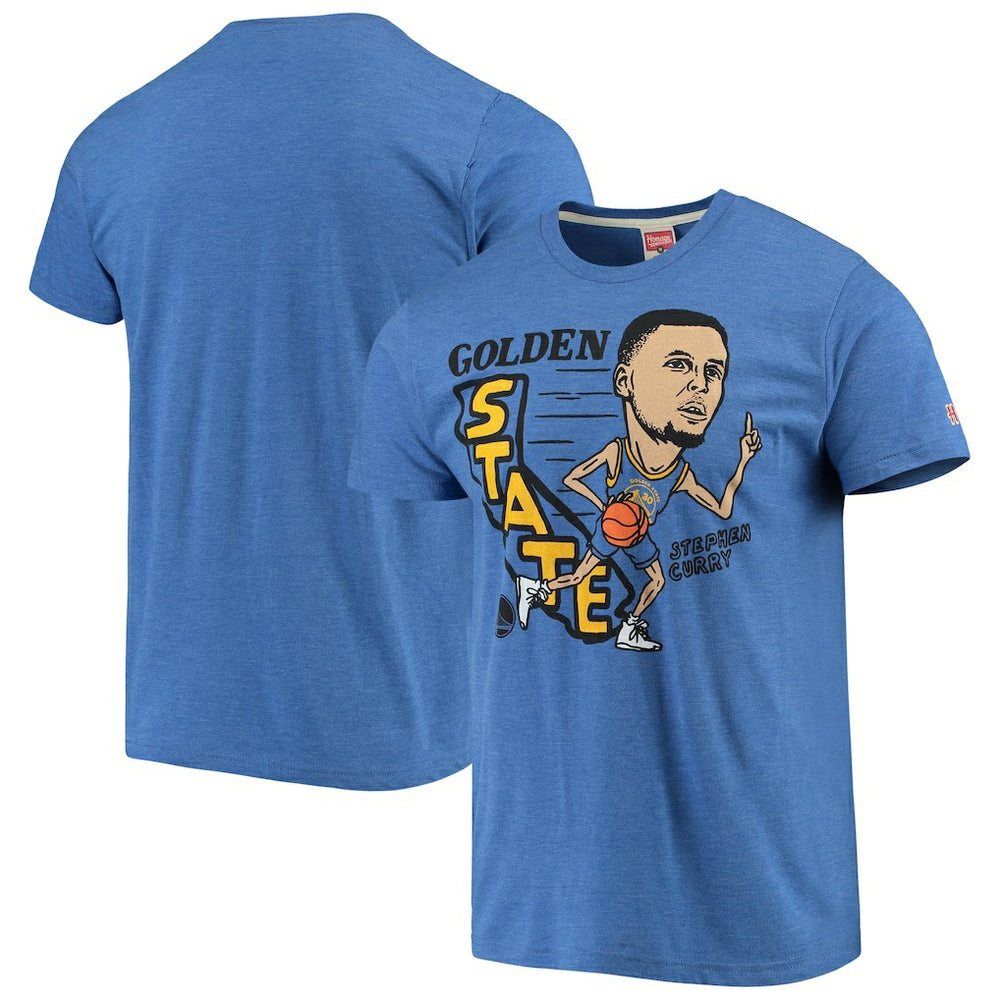 Stephen Curry Golden State Warriors Caricature Tri-Blend T-Shirt Royal