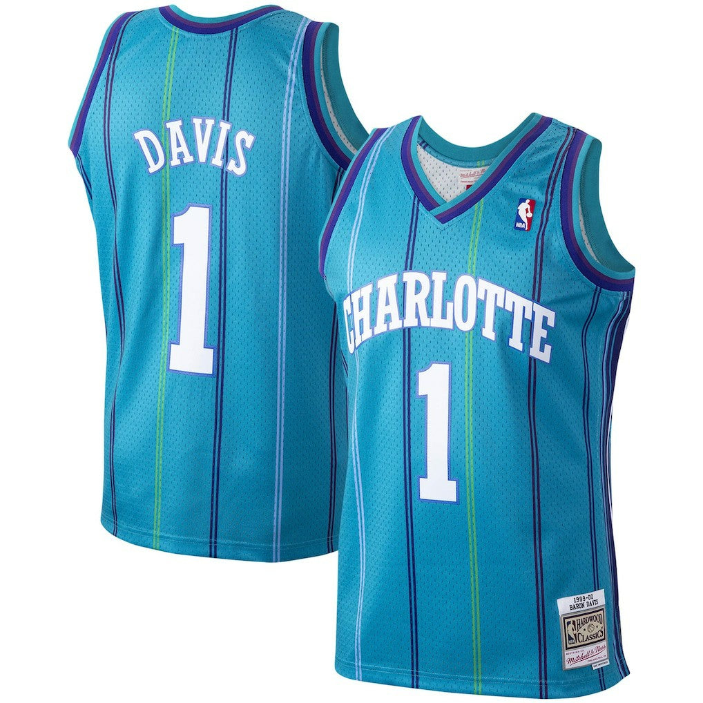 Mitchell & Ness Baron Davis Charlotte Hornets 1999/00 Hardwood Classics Swingman Jersey Teal