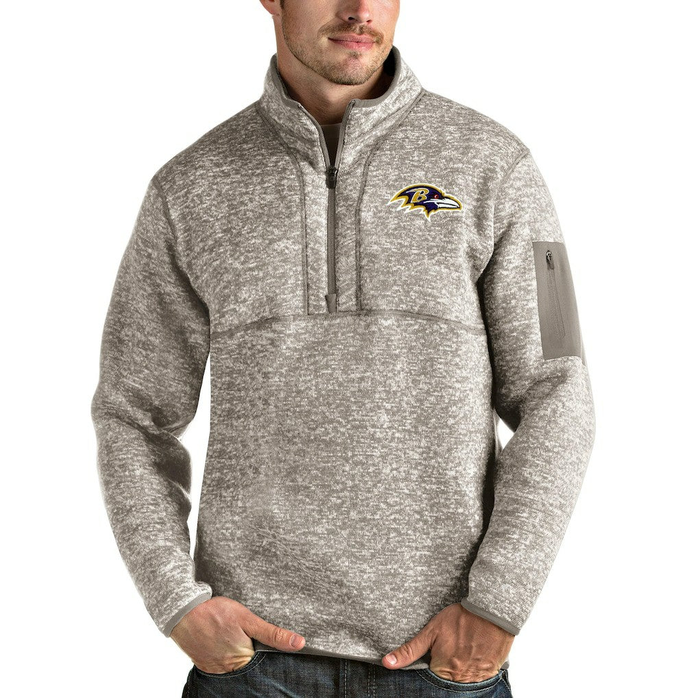Baltimore Ravens Antigua Fortune Quarter-Zip Pullover Jacket - Oatmeal - NFL