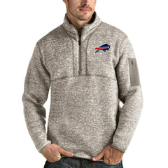 Buffalo Bills Antigua Fortune Quarter-Zip Pullover Jacket - Oatmeal - NFL