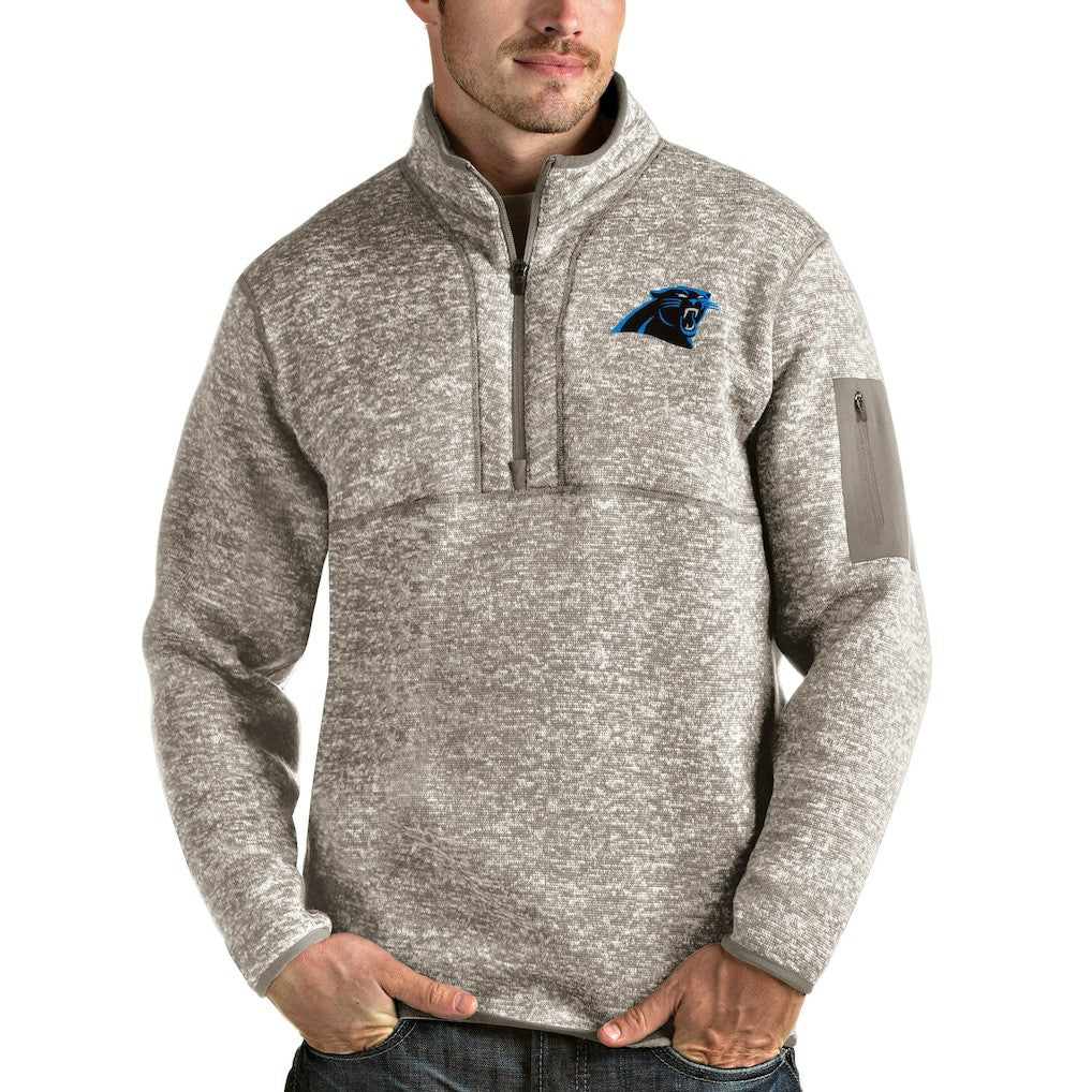 Carolina Panthers Antigua Fortune Quarter-Zip Pullover Jacket - Oatmeal - NFL